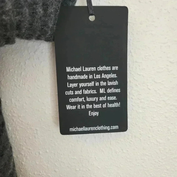 Michael Lauren X Revolve Ribbed Knit Draped Charcoal Gray Cardigan Large - Picture 6 of 6